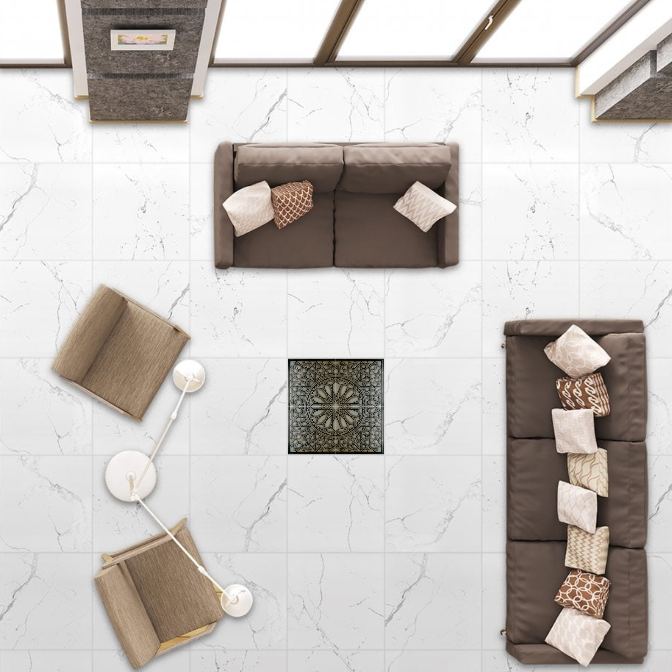Oman Decor 120cm x 120cm Wall & Floor Tile (4 Tile Set)